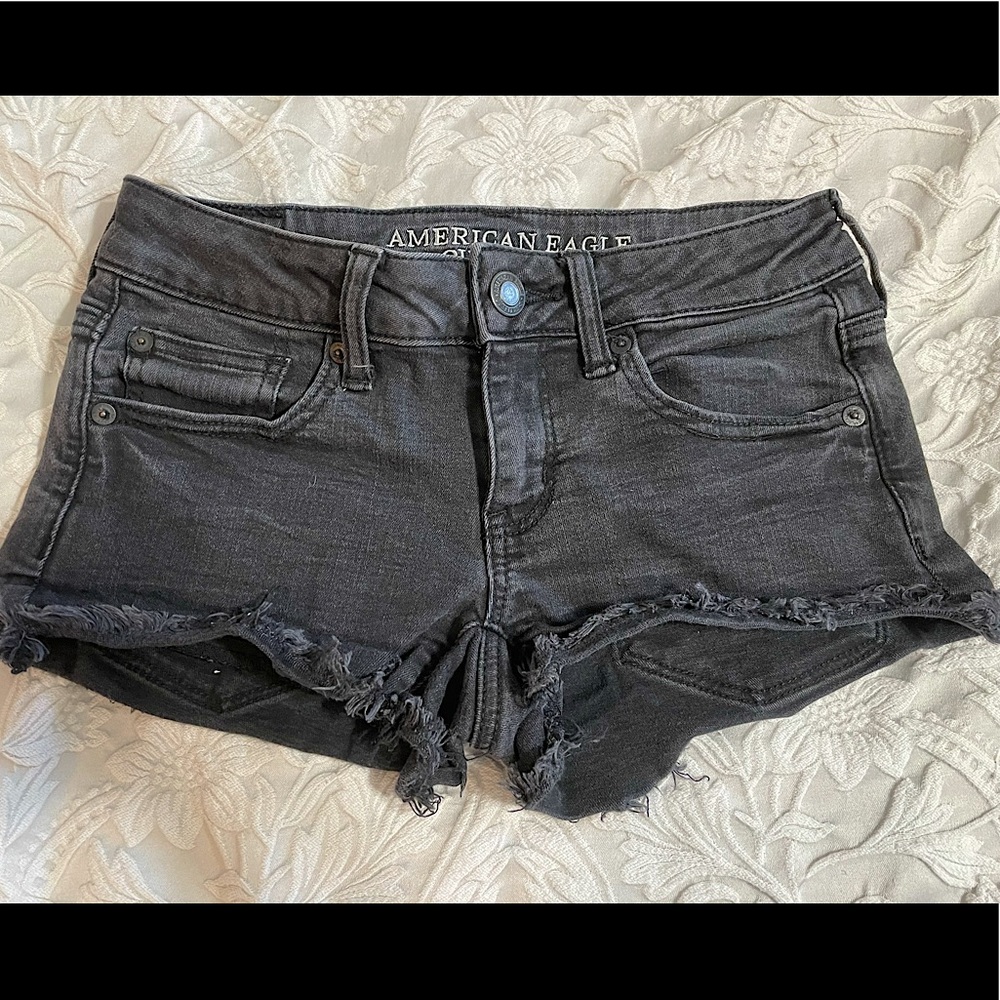 American Eagle black denim shorts